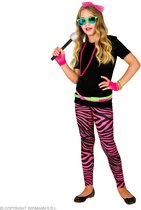 Widmann - Jaren 80 & 90 Kostuum - 80s Legging Funky Star Neon Roze Meisje - Roze, Zwart - Maat 158 - Carnavalskleding - Verkleedkleding