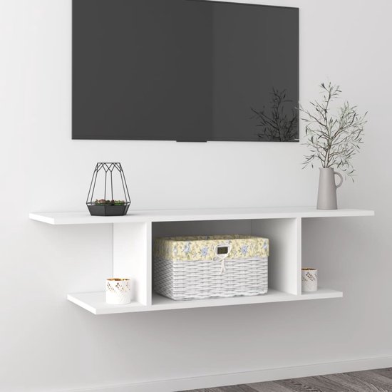 The Living Store TV-meubel - televisiewandkast wit 103x30x26.5cm