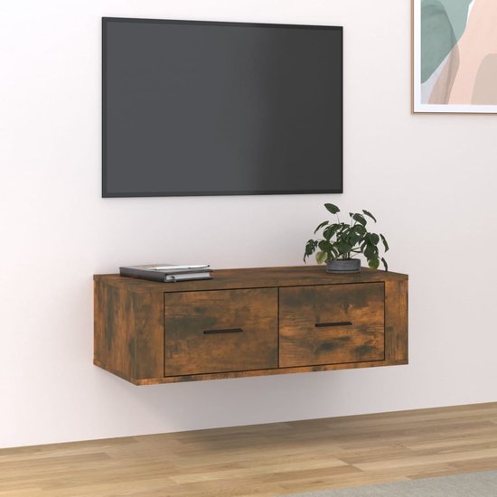 The Living Store TV-meubel - Klassiek hangend - 80 x 36 x 25 cm - Gerookt eiken