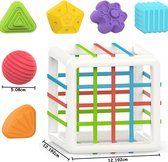 Jouets sensoriels pour bébés (6-18 mois) - Jouet de tri de cubes Montessori avec 6 Blocs