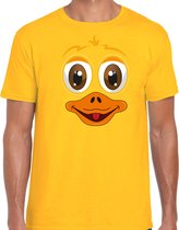 Bellatio Decorations dieren verkleed t-shirt heren - eend gezicht - carnavalskleding - geel XL