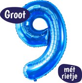 Cijfer Ballonnen - Ballon Cijfer 9 - 70cm Blauw - Folie - Opblaas Cijfers - Verjaardag - 9 jaar, 90 jaar - Versiering
