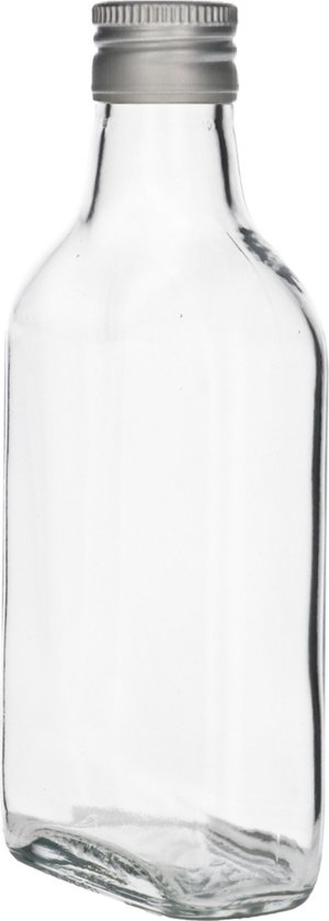 Glazen Fles Plat 200 ml met Schroefdop - Transparant - Glazen Flesjes Met  Dop, Glazen... | bol