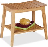 Badkamer bankje met plank - bamboe - 45 x 51,5 x 34 cm