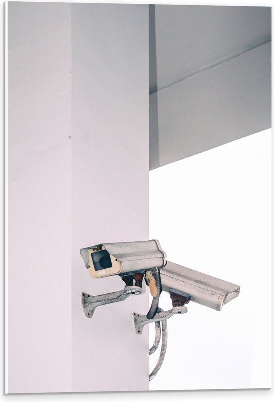 PVC Schuimplaat- Foto van Beveiligingscamera's - 40x60 cm Foto op PVC Schuimplaat