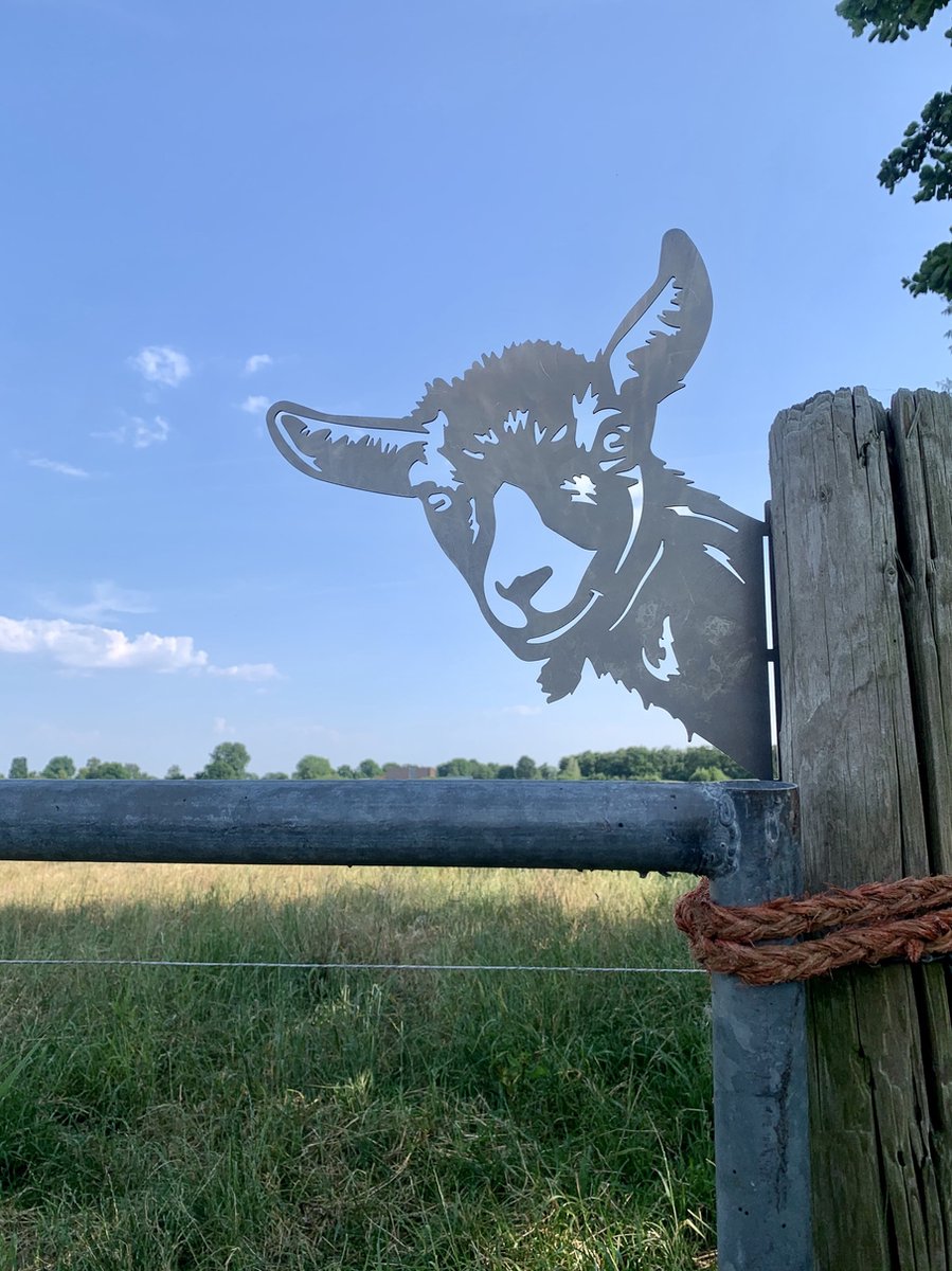 Metaalversiering.nl Metalen tuin decoratie - De Geit - Cortenstaal tuindecoratie Metaal