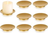 Kandelaar stompkaarsen gouden kaarsenstandaard - 8-delige set metalen kaarsenonderzetters plaat kaarsen bord bruiloft Kerstmis advent decoratie