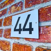 Huisnummerbord Wit - Nummer 24 - 15 x 12 cm - incl. bevestiging | - naambord - nummerbord - voordeur