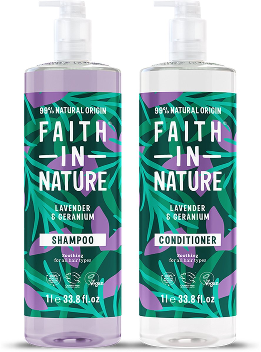 Faith in Nature - Lavender & Geranium - Shampoo (1000ml) & Conditioner (1000ml)