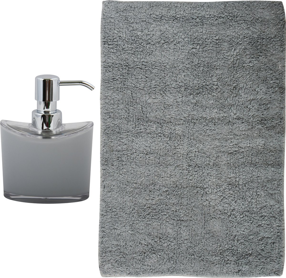 MSV badkamer droogloop mat/tapijt - Bologna - 45 x 70 cm - bijpassende kleur zeeppompje -