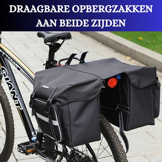 Dubbele Fietstas 25L - Ruime Fiets Achterbank Kofferbak Tas met Inbegrepen Regenhoes - Handige Fiets Opslagoplossing van FAST RIGHT. — afbeelding 5