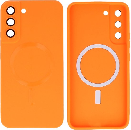 Hoesje Geschikt voor Samsung Galaxy S22 Plus - Back Cover - MagSafe Hoesje met Camera Beschermer - Oranje
