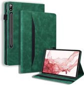 Case2go - Tablet hoes geschikt voor Samsung Galaxy Tab S9/S9 FE - Business Wallet Book Case - Met pasjeshouder - Groen