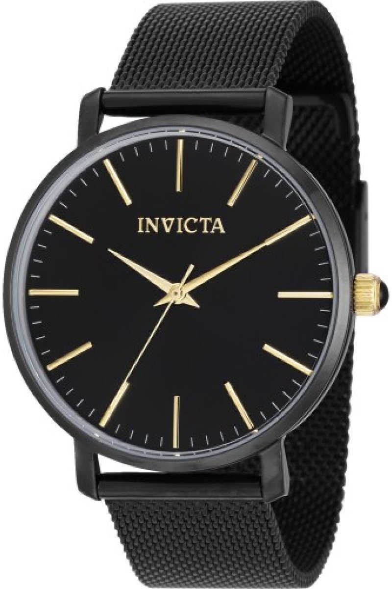 Invicta Angel 39371 Dames Horloge - Waterdicht - Analoog - Quartz Uurwerk - Roestvrij Staal met zwarte Wijzerplaat - 38mm