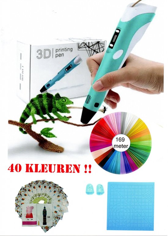 KreativKids Stylo 3D 3D + 20 couleurs de filament PLA [100 m] Stylo d'impression  3D