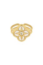 Ring Clover white - Yehwang - Ring - One size - Goud - Stainless Steel