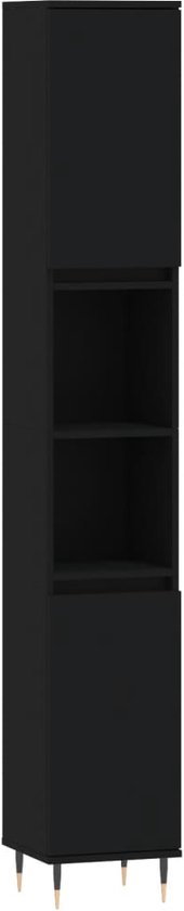 vidaXL Badkamerkast 30x30x190 cm bewerkt hout zwart