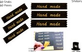 Bob Online™ - 60 Stuks (5 Vellen) – Zwart Achtergrond - ‘Hand made’ Papier Stickers - voor Scrapbook, Kaarten Maken, Cadeau Verpakking enz - Zelfklevend 70mm x 15mm – 60 Pcs (5 Sheets) – ‘Hand made’ Paper Stickers – Card Making, Scrapbooking etc.