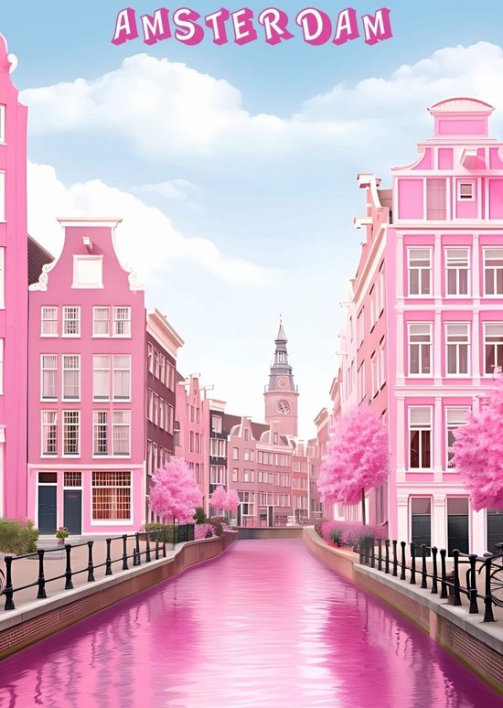 A4 Roze Amsterdam Dromen Poster