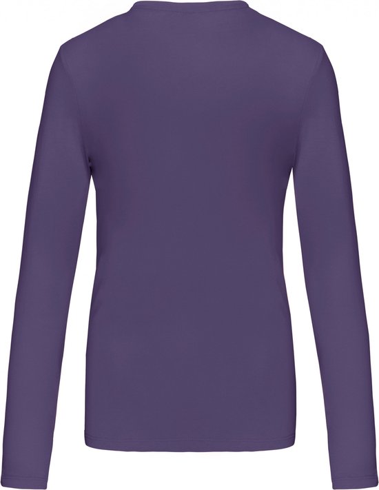 T-shirt Dames S Kariban V-hals Lange mouw Purple 100% Katoen