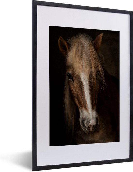 Paard - Zwart - Close up - Fotolijst - Wanddecoratie - Kader - 40x60 cm