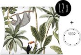 12x Traktatie doosjes / Uitdeeldoosjes / Cadeaudoosjes | Jungle | 12 x 11 cm | incl. stickers