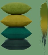 Kussenhoes 40 x 40 cm, set van 4 sierkussens, bankkussen, groene serie sofakussenovertrek, kleurverloop, zachte kussenhoes met verborgen ritssluiting, voor woonkamer, slaapkamer, kantoor