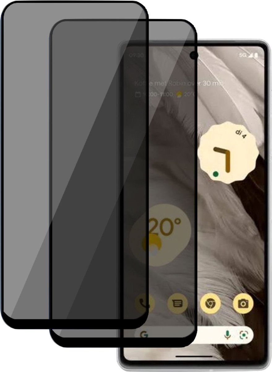 2x Privé Screenprotector geschikt voor Google Pixel 7 - Privé Beschermglas - Privacy Proteqt+