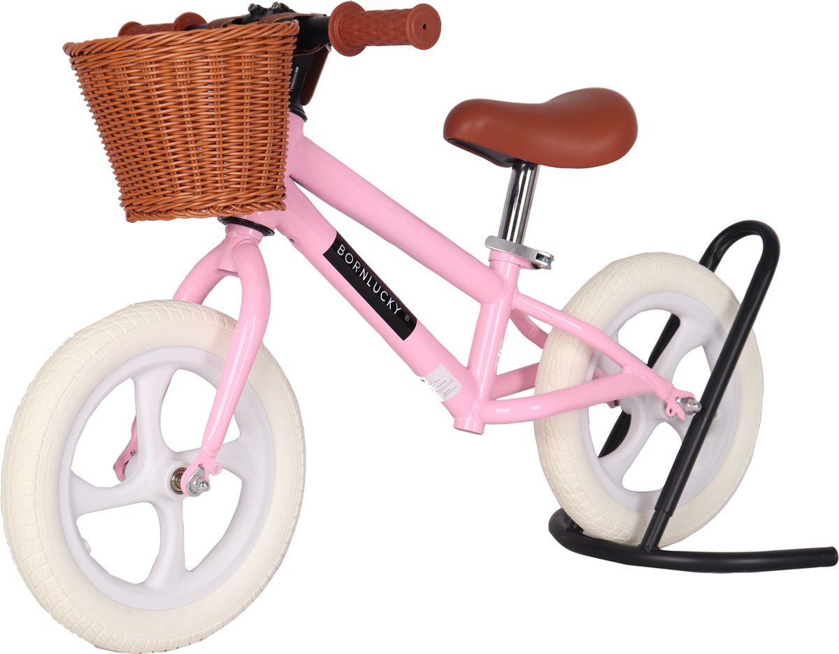 Born Lucky® Loopfiets Met Fietsmand– Vanaf 2 jaar – 12 inch massieve banden - Verstelbaar Zadel & Stuur – Roze — afbeelding 5