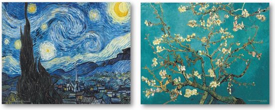 Vincent van Gogh poster - Set van twee posters - Amandelbloesem - Starry night - 50 x 70 cm