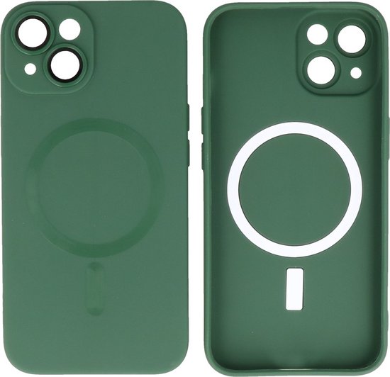 Coque arrière pour iPhone 13 - Étui MagSafe avec protecteur d'appareil photo - Vert foncé