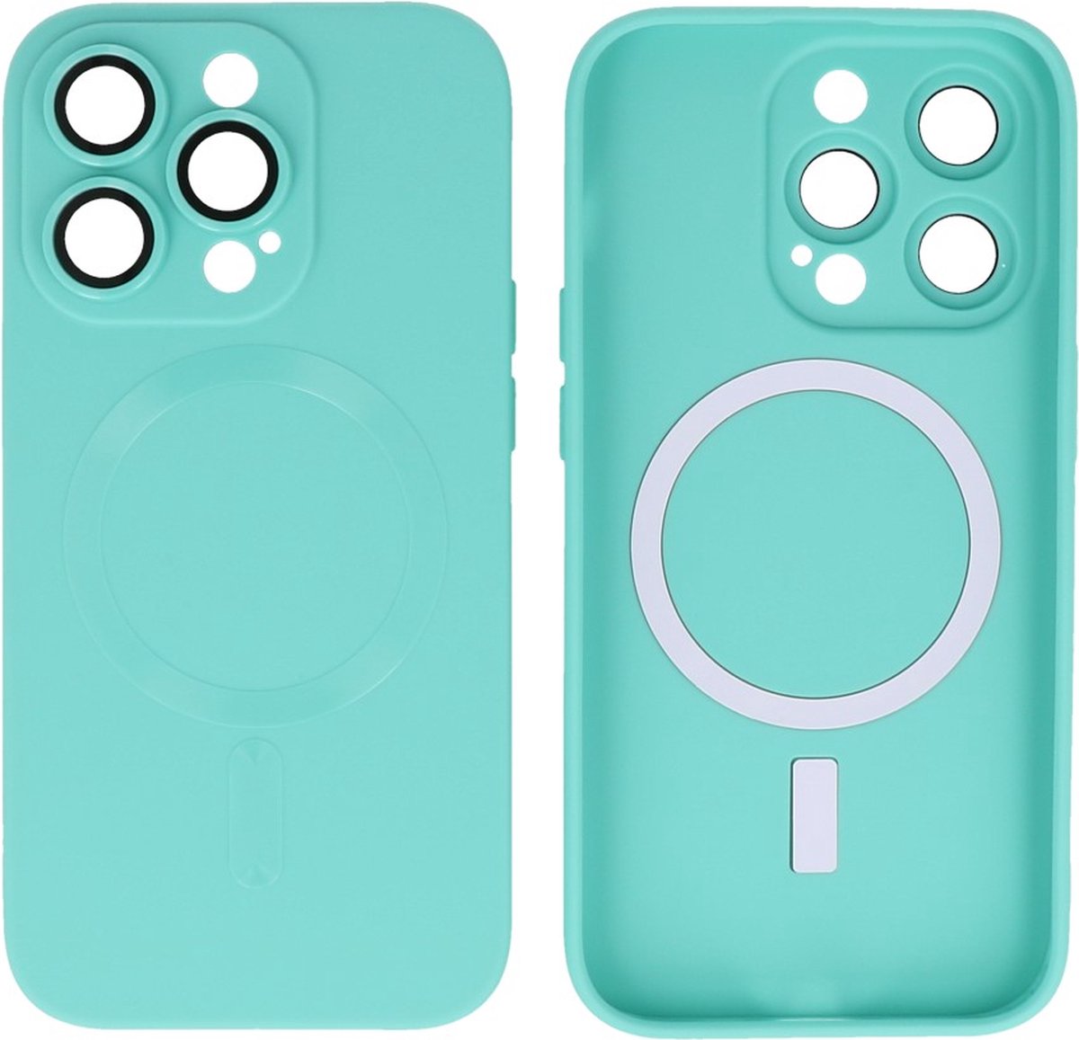 Hoesje Geschikt voor iPhone 14 Pro Max - Back Cover - MagSafe Hoesje met Camera Beschermer - Turquoise