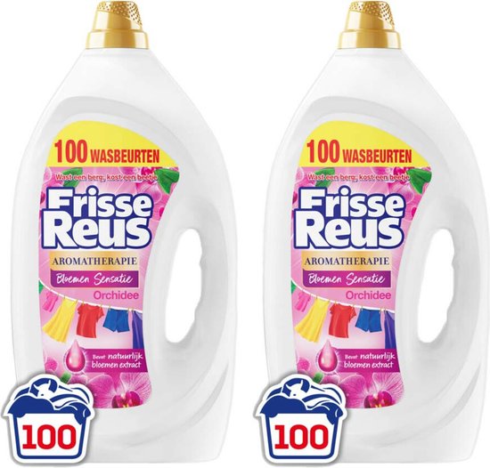 2x Witte Reus Wasmiddel Frisse Reus Gel Orchidee 100 Wasbeurten 4,5 liter