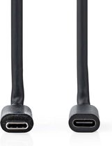 Nedis USB-Kabel - USB 3.2 Gen 1 - USB-C Male - USB-C Female - 60 W - 4K@60Hz - 5 Gbps - Vernikkeld - 2.00 m - Rond - PVC - Zwart - Label