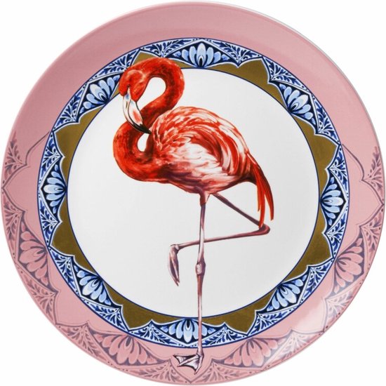 Heinen Delfts Blauw | Wandbord Mandala flamingo | Ø 31 cm