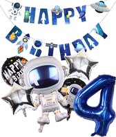 Cijfer Ballon 4 - Ruimte - Space - Raket - Astronaut - Slinger - Ballonnen - Galaxy - Happy Birthday Slinger - Snoes