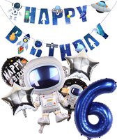 Cijfer Ballon 6 - Ruimte - Space - Raket - Astronaut - Slinger - Ballonnen - Galaxy - Happy Birthday Slinger - Snoes
