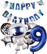 Chiffre Ballon 9 - Espace - Espace - Fusée - Astronaute - Guirlande - Ballons - Galaxie - Guirlande Happy Anniversaire - Snoes