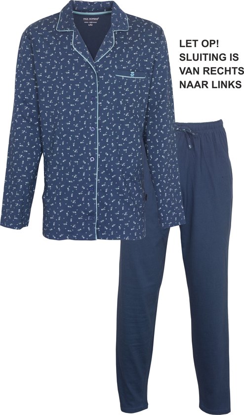 Paul Hopkins - Heren Pyjama - Doorknoop - Blauw - Maat XXL