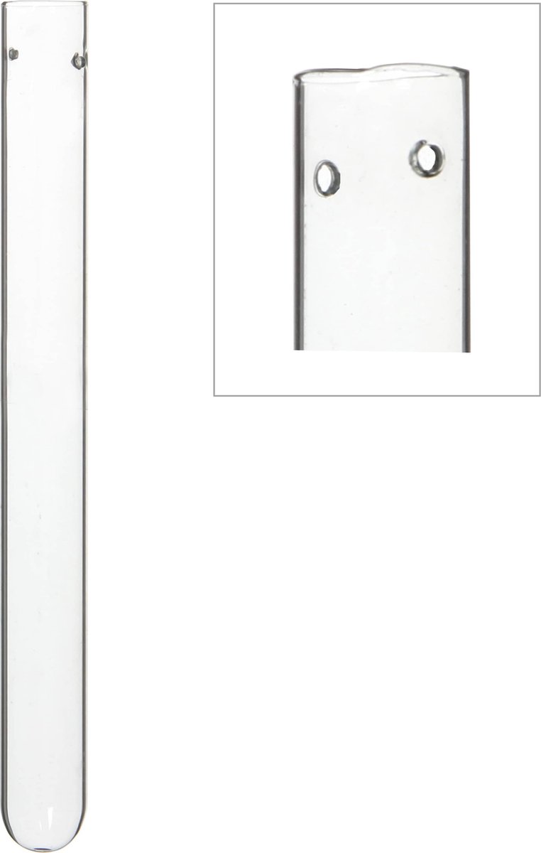 Goedkoopste Glazen reageerbuis 2cm diameter 20cm hoog. met 2 gaten - 12 st