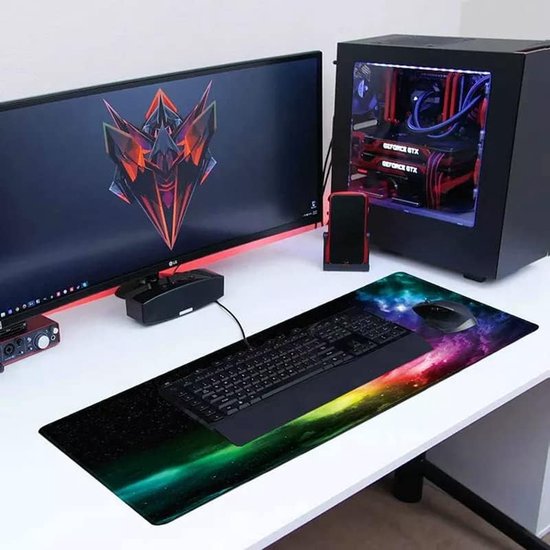 Sangkoo Gaming muismat bureauonderlegger muismat voor kantoor en gaming genaaide randen tafelonderlegger groot formaat 800 x 300 mm