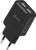 XLayer - USB Oplader - Dual USB Stekker - 5V / 2.4A / 12W - Zwart