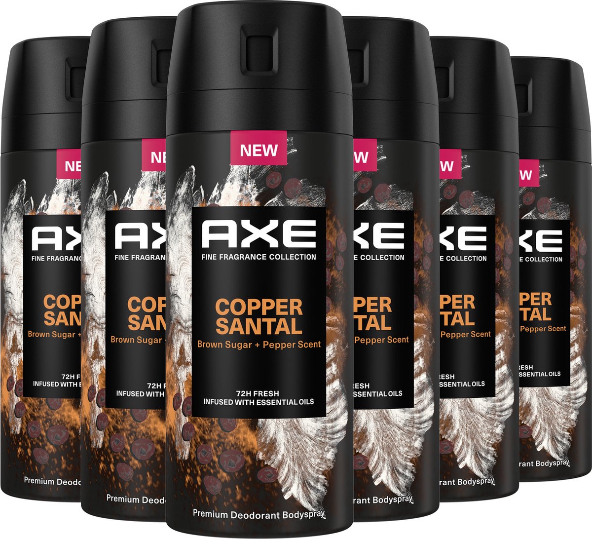 AXE Fine Fragrance Collection Copper Santal Premium Deodorant Bodyspray - 6 x 150 ml - Voordeelverpakking
