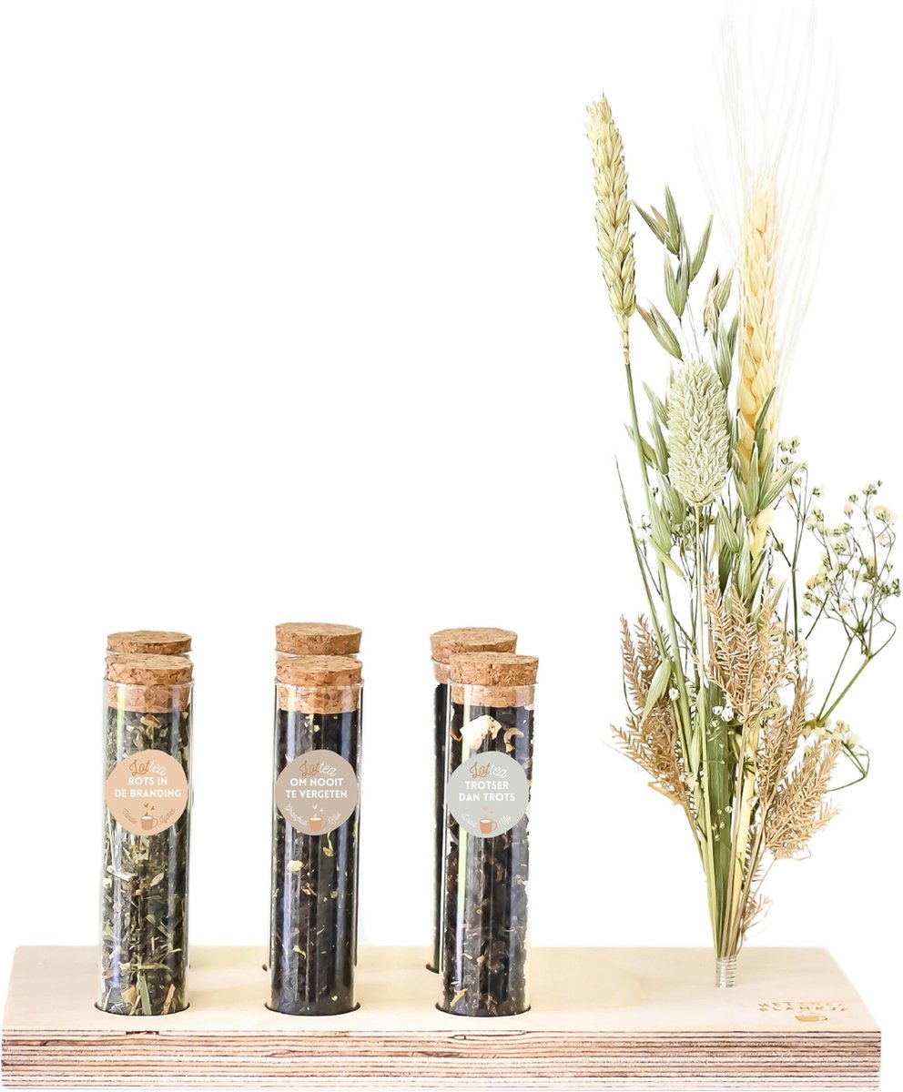 Het Theeplankje Bedanken - theeplank, thee proeverij pakket, thee cadeau, thee pakket, thee geschenk, bedankt cadeautje, cadeau set, gift set, brievenbus cadeau