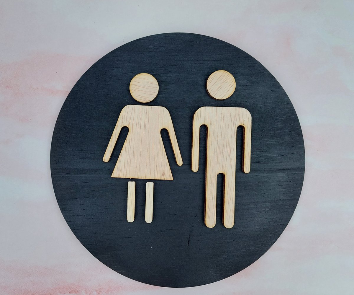 WC pictogram deurbordje - Toiletbord - Man vrouw pictogrammen - Heren Dames WC aanduiding