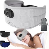 Health Bay® - Bluetooth slaapmasker - Slaapmasker 3D - 20 ingebouwde rustgevende geluiden - Slaapmasker vrouwen / mannen - Ultra platte SponsSpeakers - 100% Verduisterend traagschuim - Grijs -