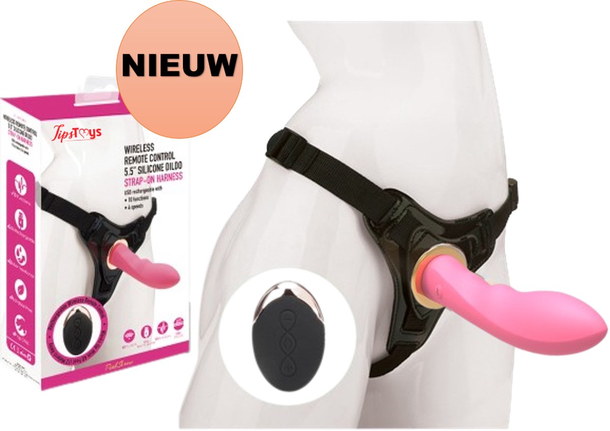 Goedkoopste TipsToys Vibrerende Voorbind Dildo - Vibrators Vrouwen - Draadloos Strap on Dildos SexToys Koppels
