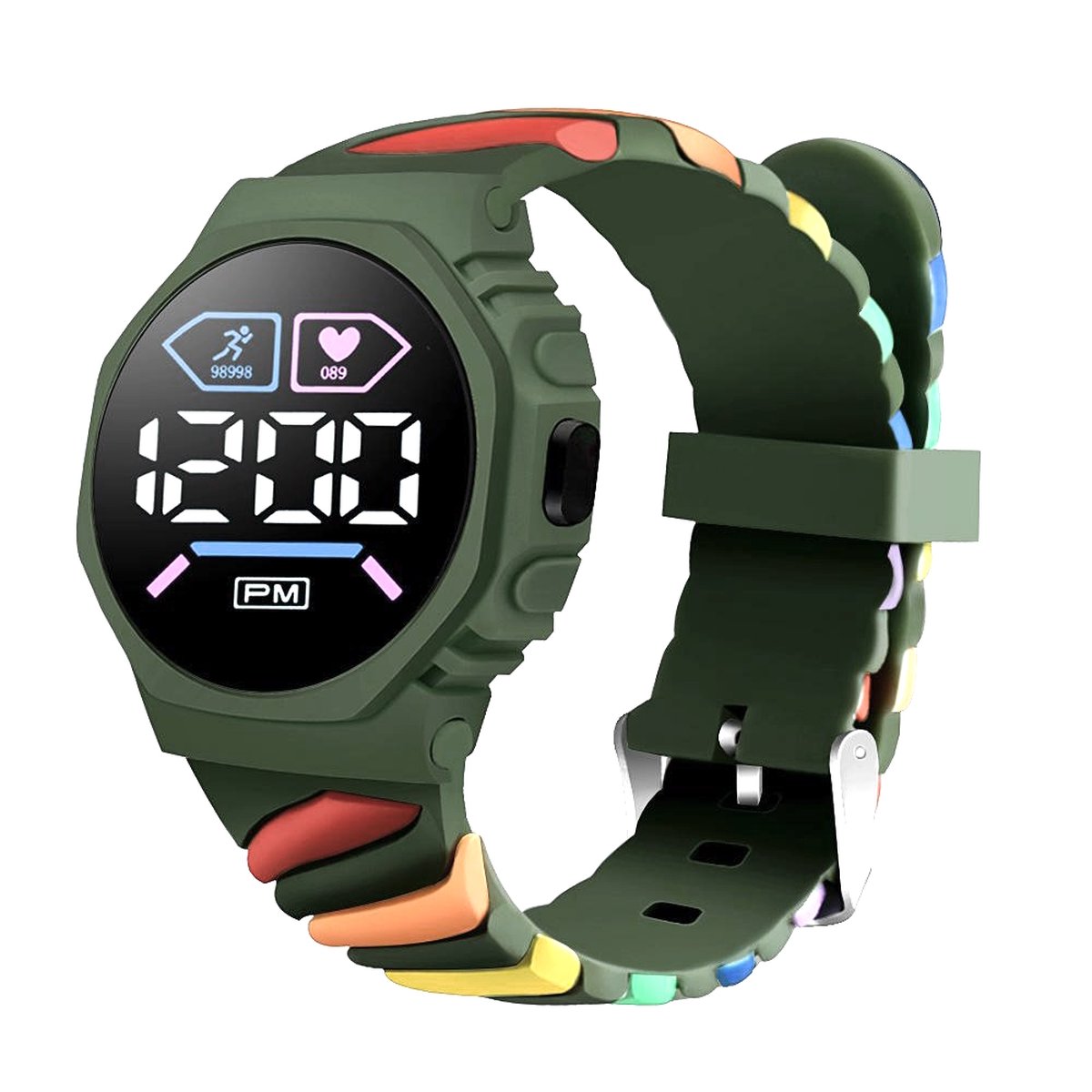 Swirl Digital Horloge - Donkergroen | Ø 37 mm | Siliconen | Fashion Favorite