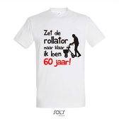 60 jaar verjaardag - T-shirt Zet de rollator maar klaar ik ben 60 jaar! - Maat 3XL - Wit - 60 jaar verjaardag - verjaardag shirt