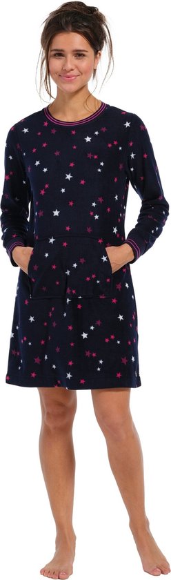 Rebelle chemise de nuit pour femme à manches longues en polaire - Étoiles - 42 - Blauw